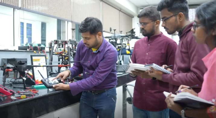 Students learning drone technology in state-of-the-art food industry labs